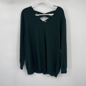 Love Ella Women's Dark green V-Neck Sweater